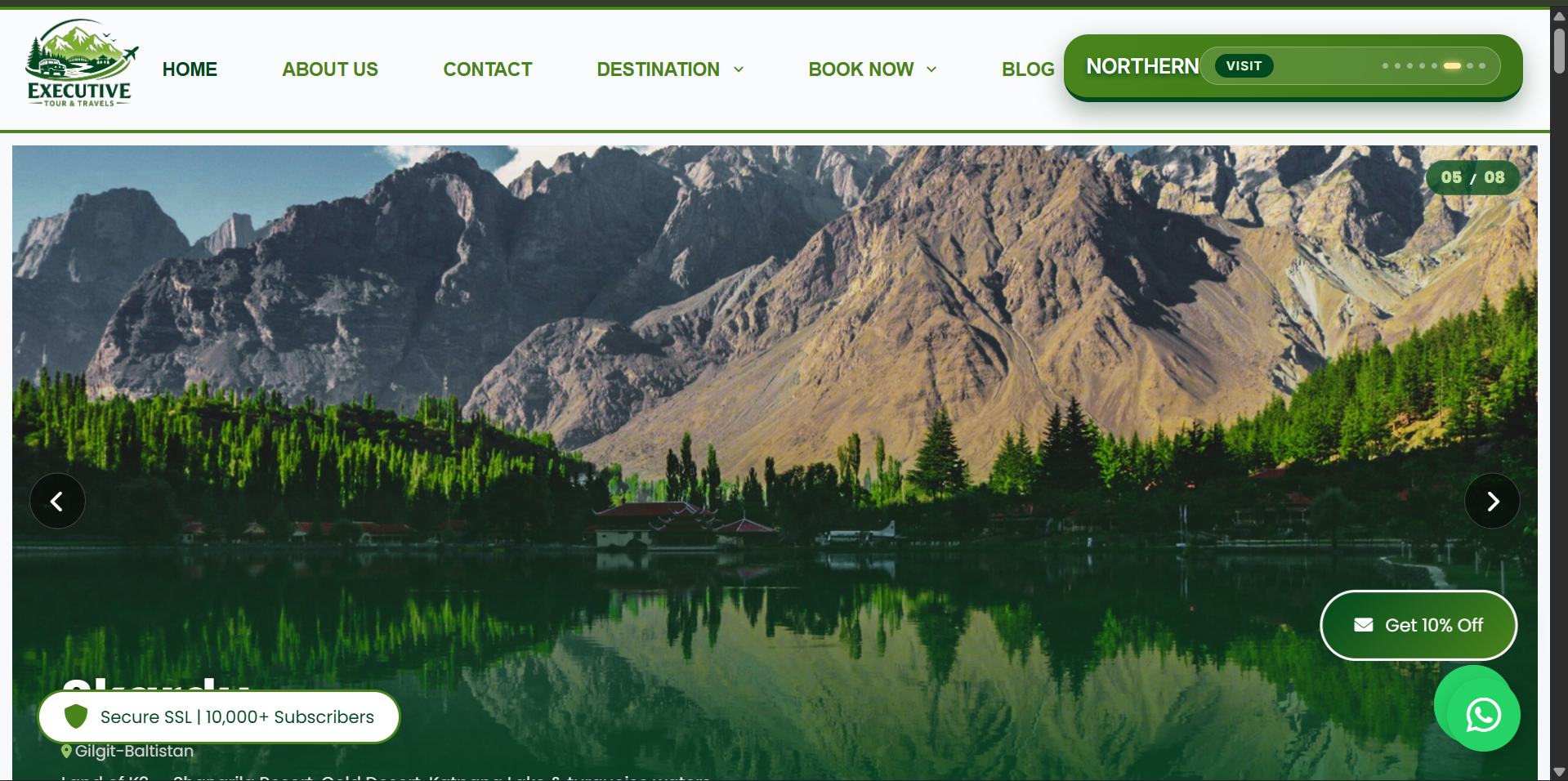 Executive Tours and Travels website homepage